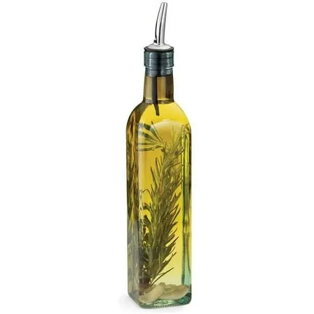 Containly 16oz Glass Olive Oil / Vinegar Bottle for Kitchen, Olive Oil Dispenser With Stainless Steel Spout for Easy Pouring (16 oz)