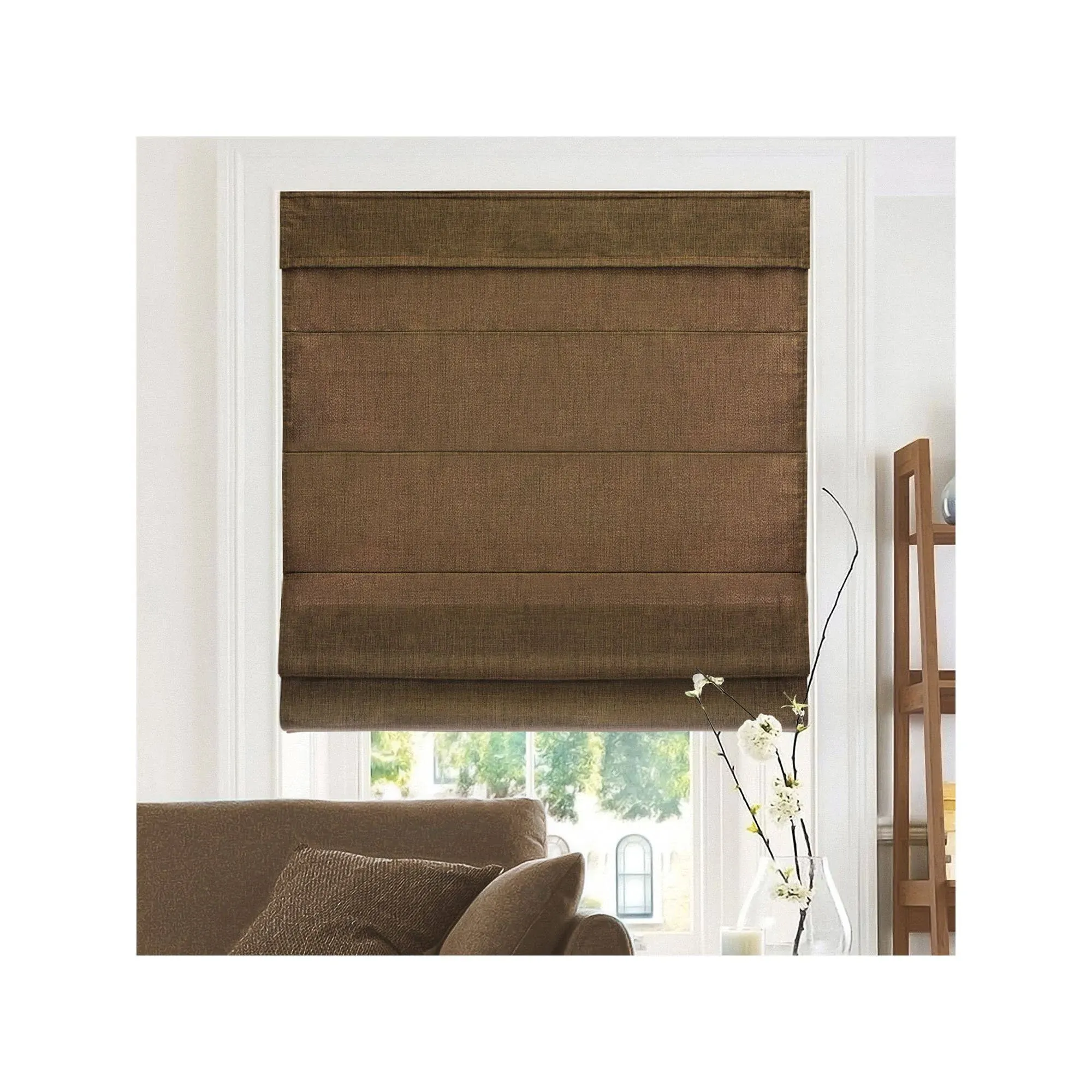 Chicology RMBC3564 Cordless Roman Shades & Soft Fabric Window Blind Belgian Chocolate - 35 x 64 in.