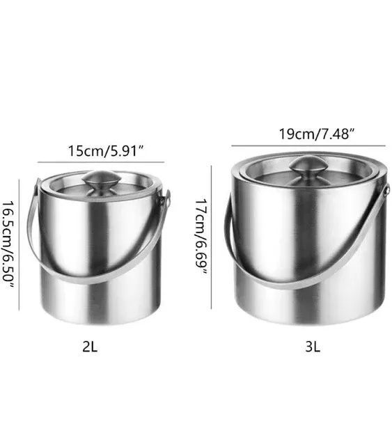 4.2 Quart/4 Liter Double Wall Ice Bucket,Ice Bucket for Cocktail Bar,Ice Buckets