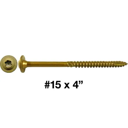 #15 x 4" Construction Lag Screw Exterior Coated Torx/Star Drive Heavy Duty STRUCTURAL Lag Screw Far Superior to Common Lag Screws - Modified Truss