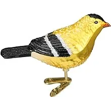 Old World Christmas Glass Blown American Goldfinch Ornament