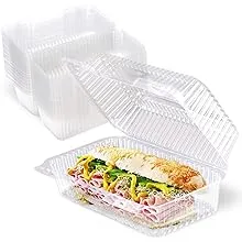 Fit Meal Prep 25 Pack Clear Hinged Plastic Containers, 9x5x3 Single Compartment ...