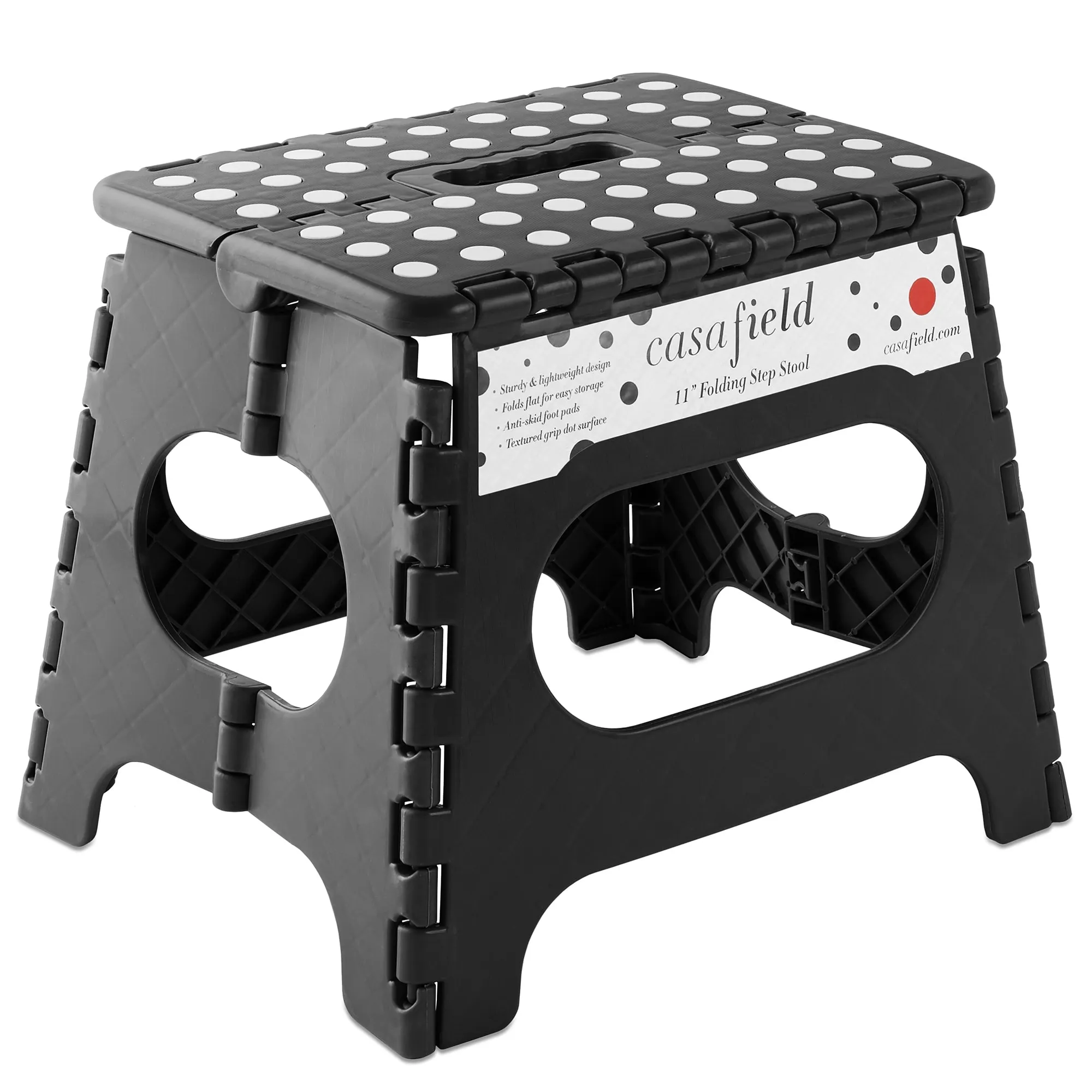 11" Folding Step Stool with Handle in Black by Casafield - 11-Inch