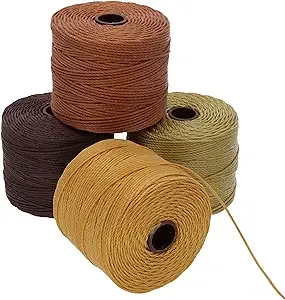 Beadsmith S-Lon #18 Cord, Multipack with 4 Spools (Wheat Berry Mix), Ideal for Stringing Beading Crochet and Micro-macramé Jewelry