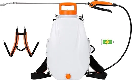 BIRDROCK HOME 4-Gallon Backpack Garden Sprayer with Battery Powered Pump - Shoulder Strap - Spray Water, Garden Use - Stainless Steel Wand - White Translucent Body