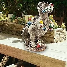 M.A.K Dinosaur Eating Gnomes Garden Decor, Art for Garden Decor, Outdoor Statue for Patio, Lawn, Yard Art Decoration, Housewarming Garden Gift