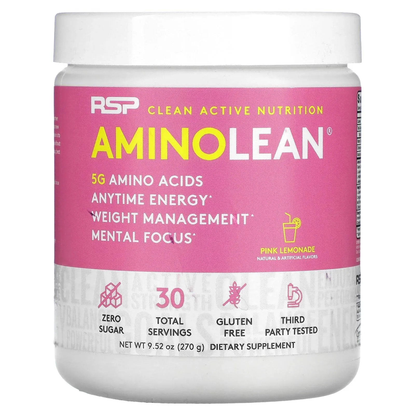 Aminolean Pre Workout Powder, Pink Lemonade - 9.52 oz