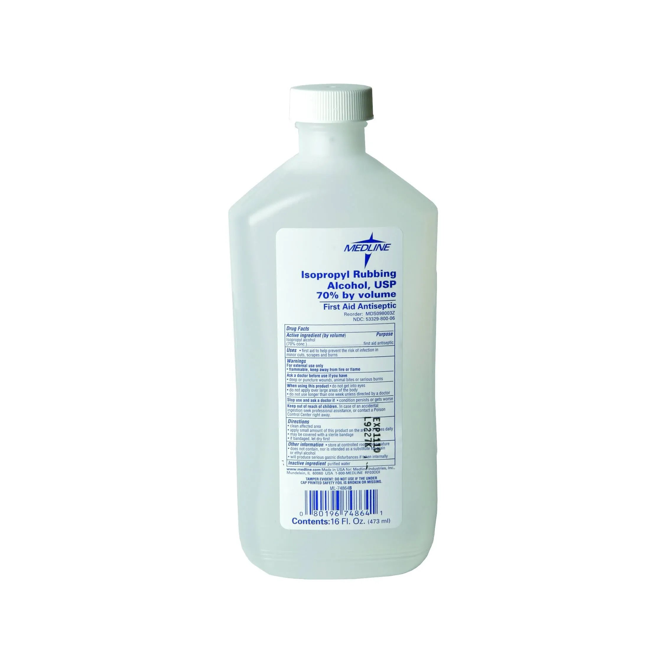 Medline 70% Isopropyl Alcohol Bottle: 16 oz, 1 Count