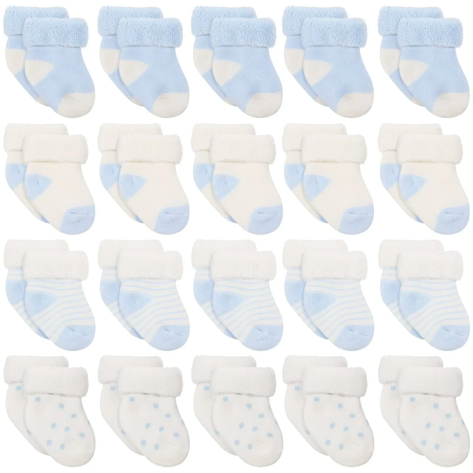 Janmercy 20 Pairs Preemie Socks Premature Newborn Baby Socks Preemie Baby Terry Bootie Socks Warm Preemie Socks for Preemie