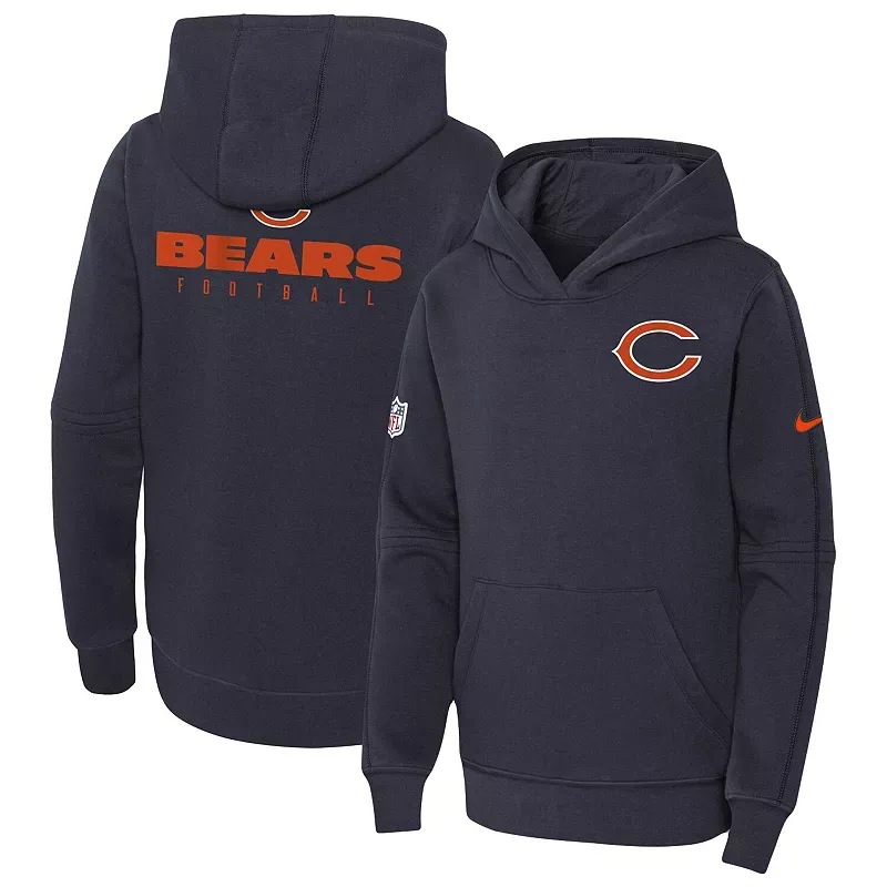 Youth Nike Navy Chicago Bears 2023 Sideline Club Fleece Pullover Hoodie