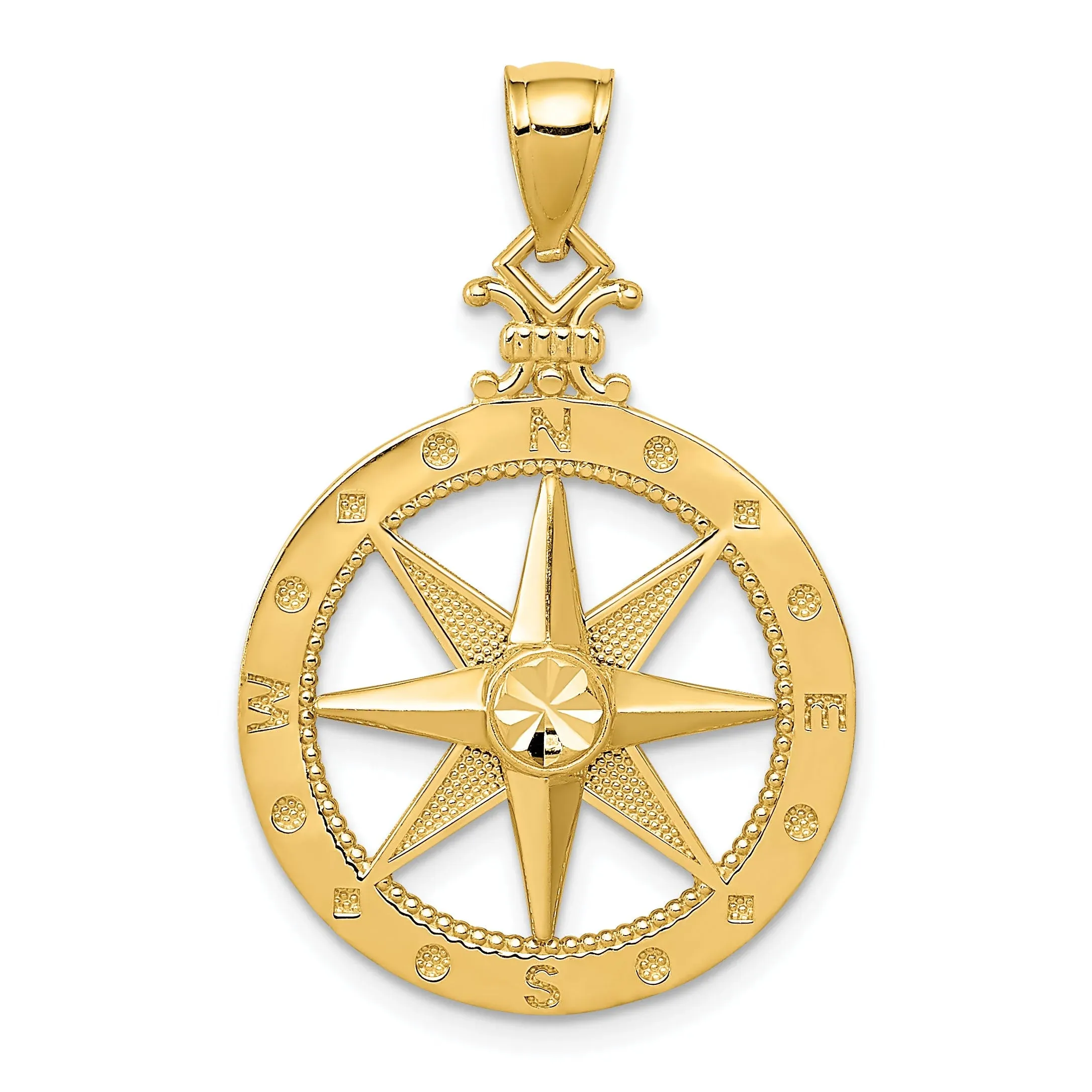 Bijou 14k Yellow Gold Solid Compass Charm Pendant Other 31 Mm