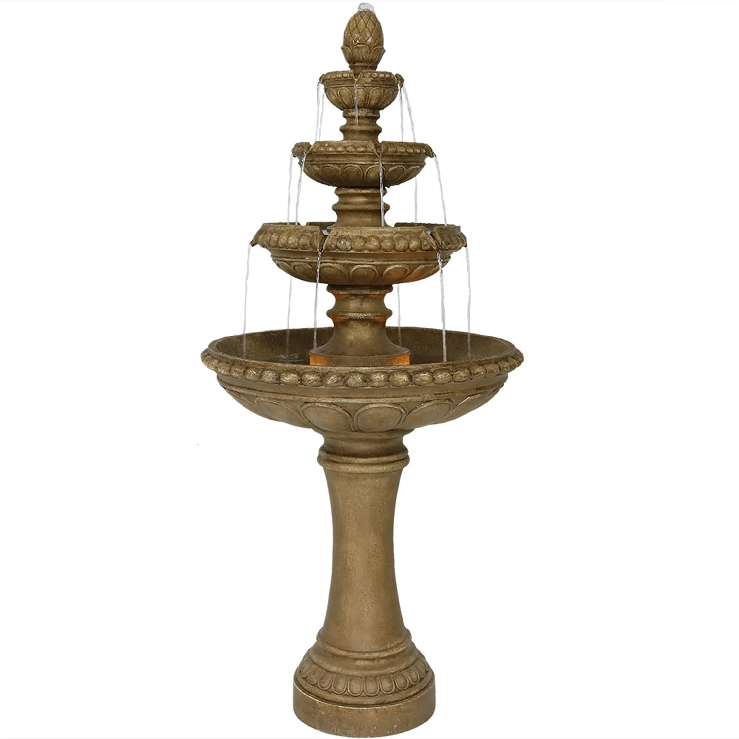 Sunnydaze Electric Eggshell Resin Outdoor 4-Tier Water Fountain