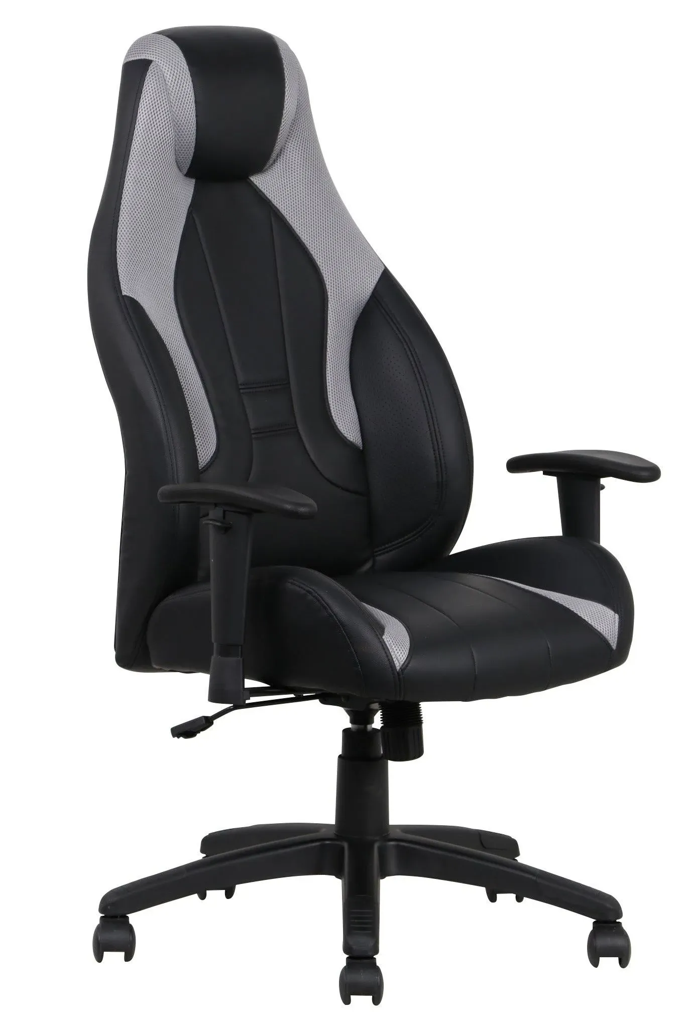 Commander Gaming Chair, Black Faux Leather and Gray Accents - Modern - Gaming Chairs - by Office Star Products | Houzz