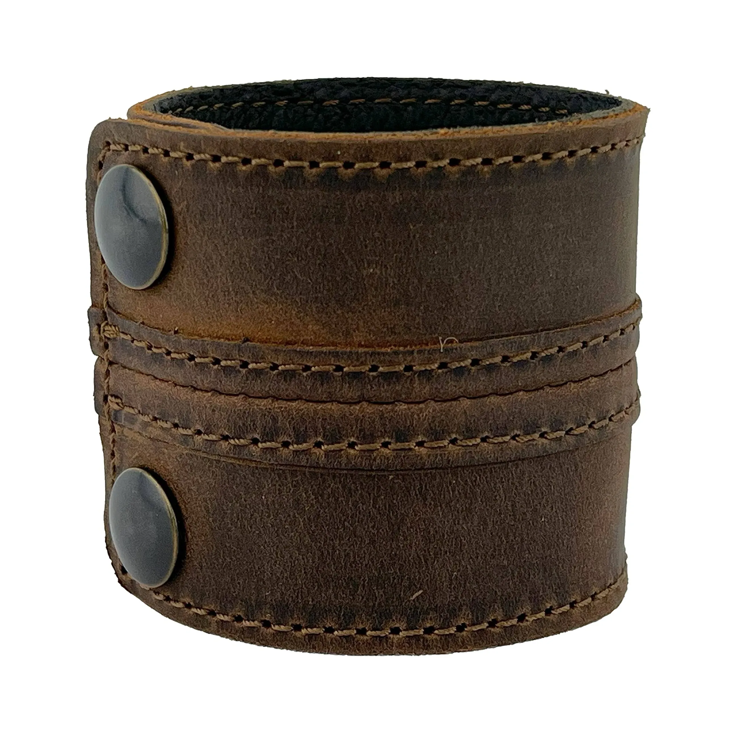 Anthology Gear Stylish Leather Cuff Bracelet Full Grain Wide Wristband for Men and Women (Unisex) Adjustable to 6" or 7 1/4"