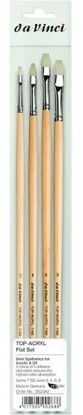 Da Vinci Top Acryl 7182 Synthetic Long Handle Flat Brush Set of 4