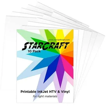 StarCraft Inkjet Printable Heat Transfer 10 Sheet Pack - Light Materials