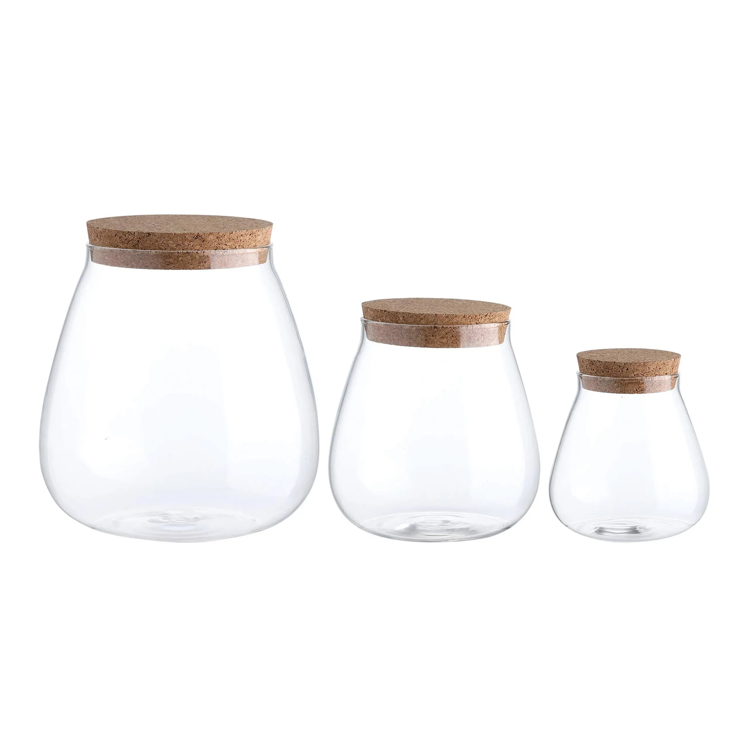 Set of 3 Glass Jar Storage Containers with Cork Lids Capacity 60/30