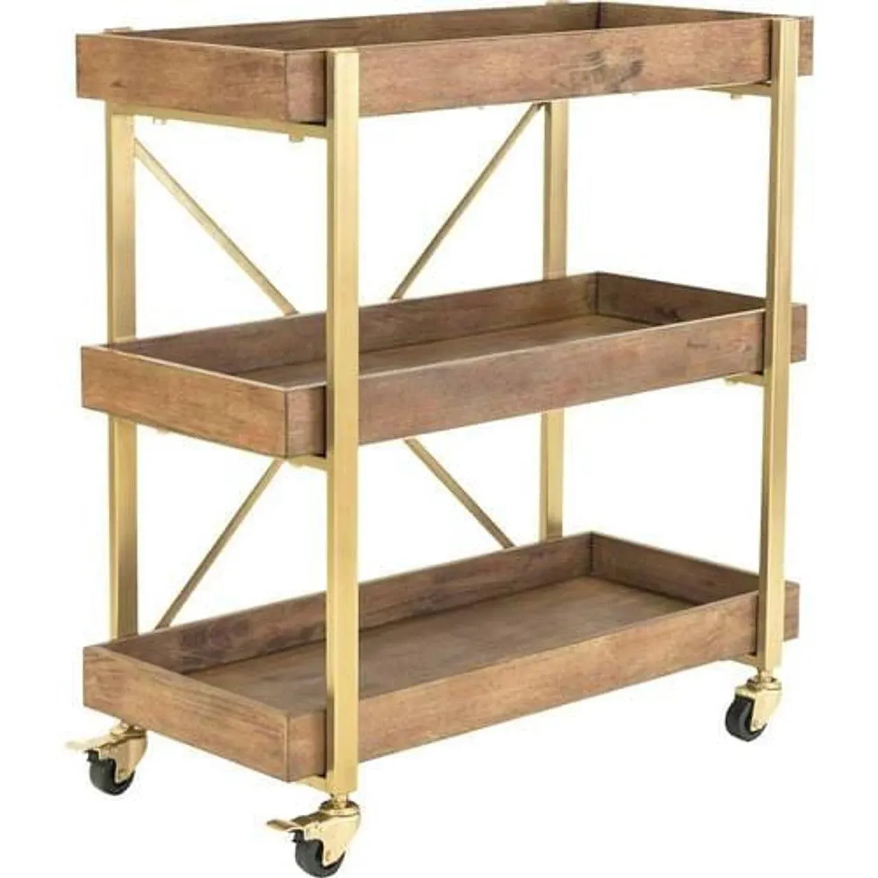 Adore Decor Riley Wooden Kitchen Bar Cart Gold