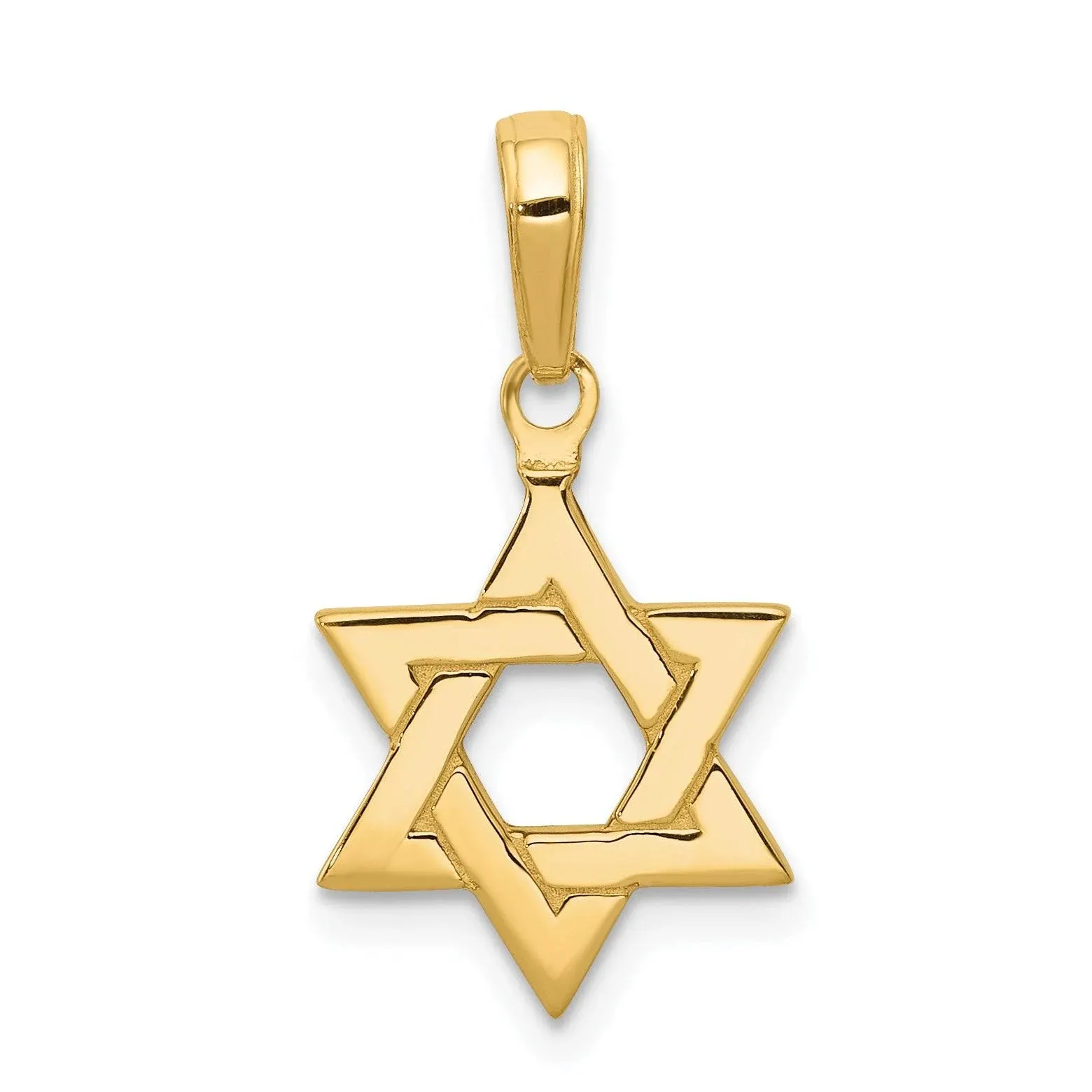 14K Gold Polished Star of David Pendant 0.5 x 0.9 in