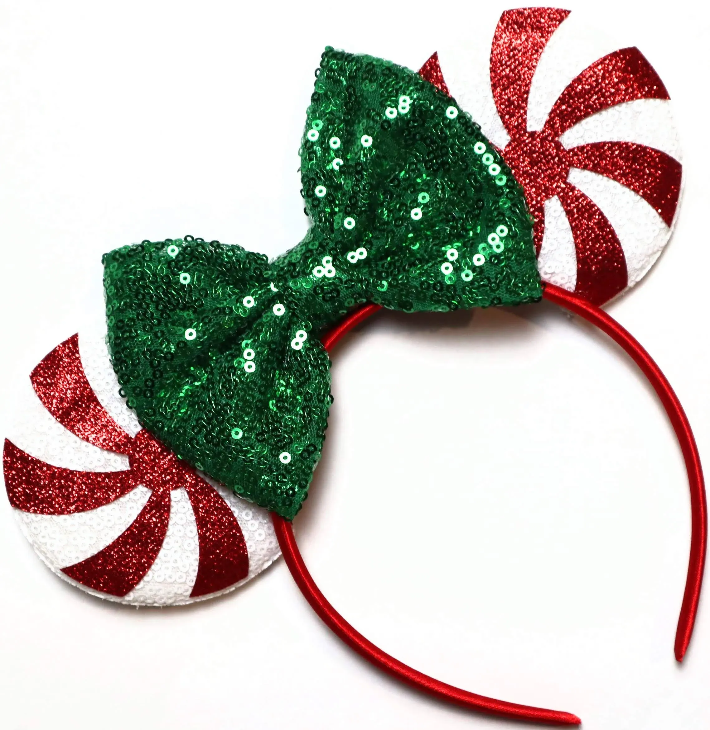 CLGIFT Red peppermint Minnie ears Peppermint Mickey ears Christmas Minnie ear...