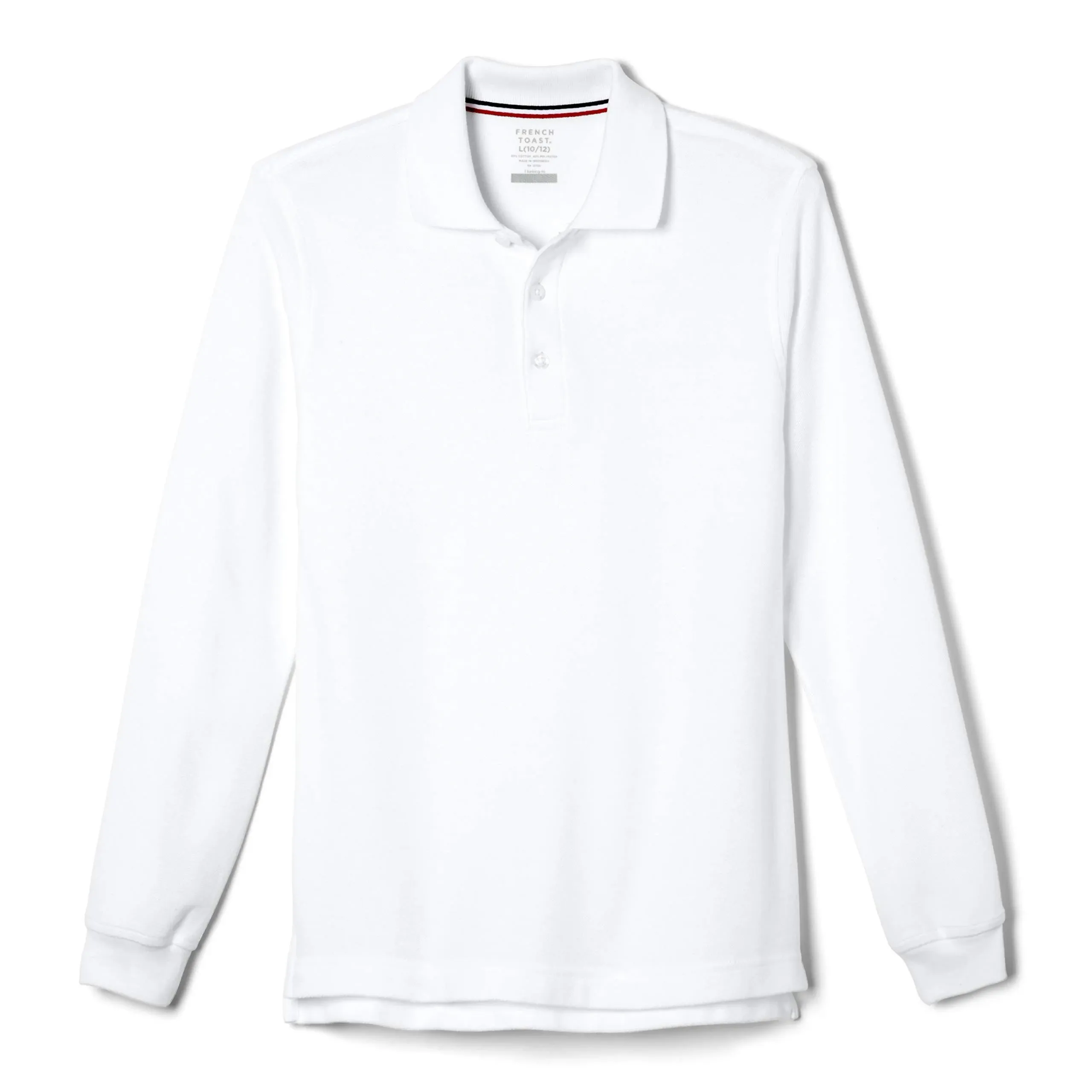 At School by French Toast Long Sleeve Pique Polo, Boy's, Size: S (6/7), White