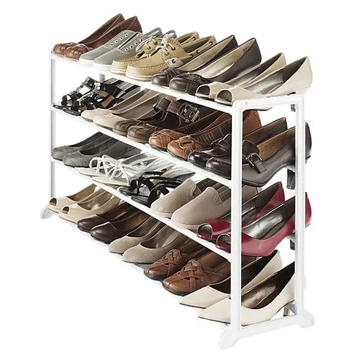 Whitmor 20 Pairs Capacity Floor Shoe Stand, White | Staples