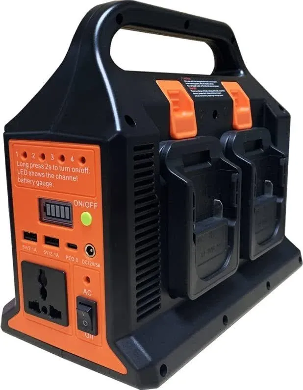 TEPULAS 300W Portable Power Supply Inverter for DeWalt 20V MAX Li-ion Battery, DC 20V to AC 110V Power Station with AC Output, Dual USB Charger, Type-C Port, DC Output 12V/5A, LED Light