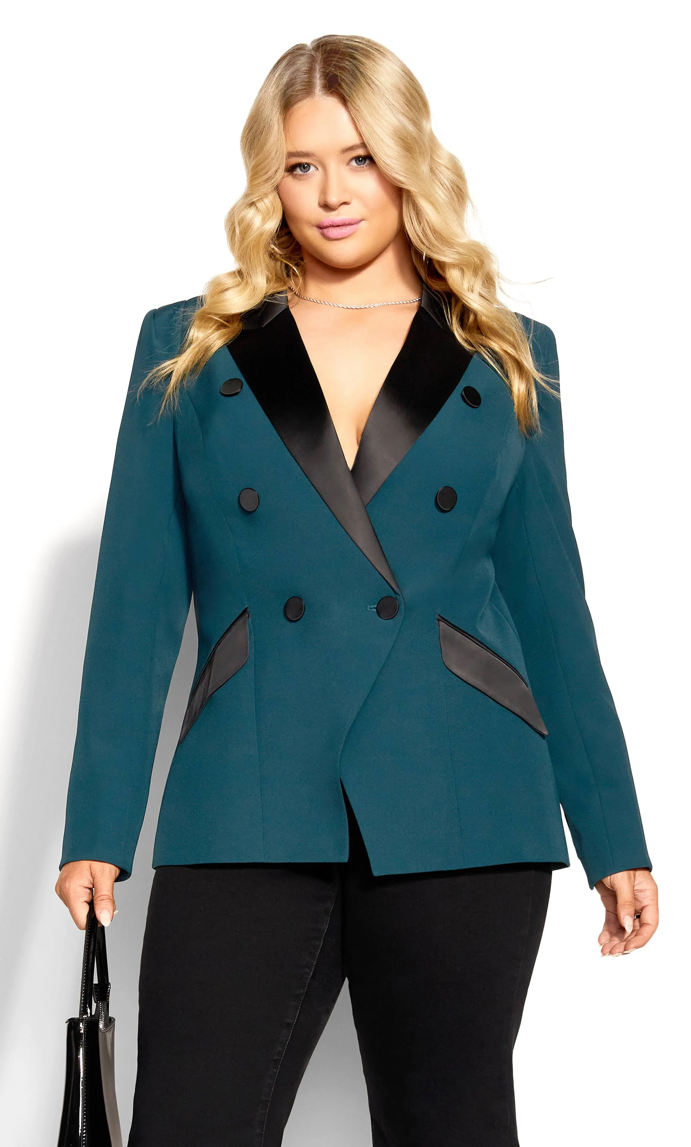 City Chic | Women's Plus Size Tuxe Luxe Jacket - Jade - 20W