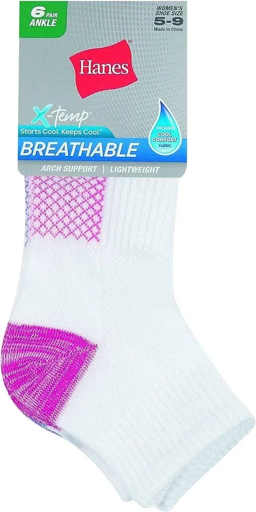 Hanes Women's Comfort Fit Ankle Socks, 6 Pack