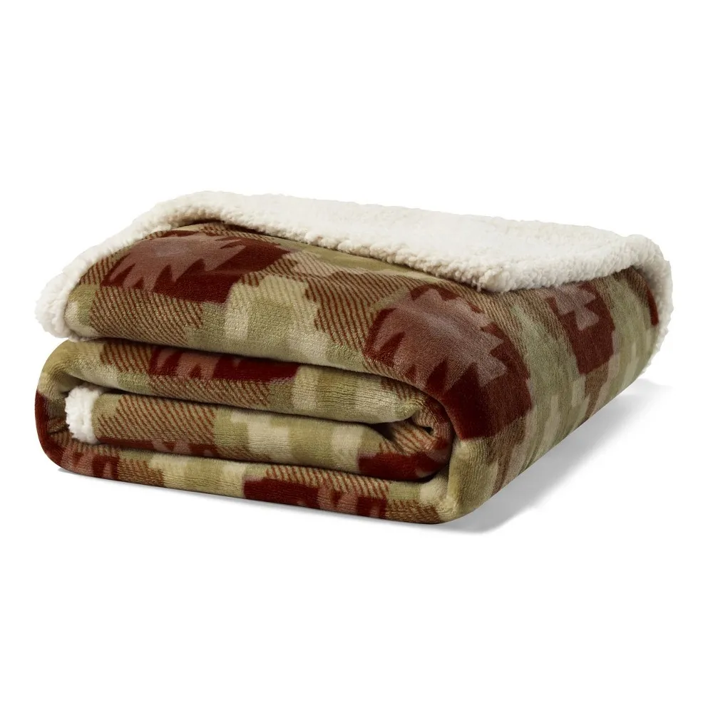 Eddie Bauer Ultra-Plush Collection Throw Blanket-Reversible Sherpa Fleece Cover, Soft & Cozy, Perfect for Bed or Couch, Copper Creek Brown