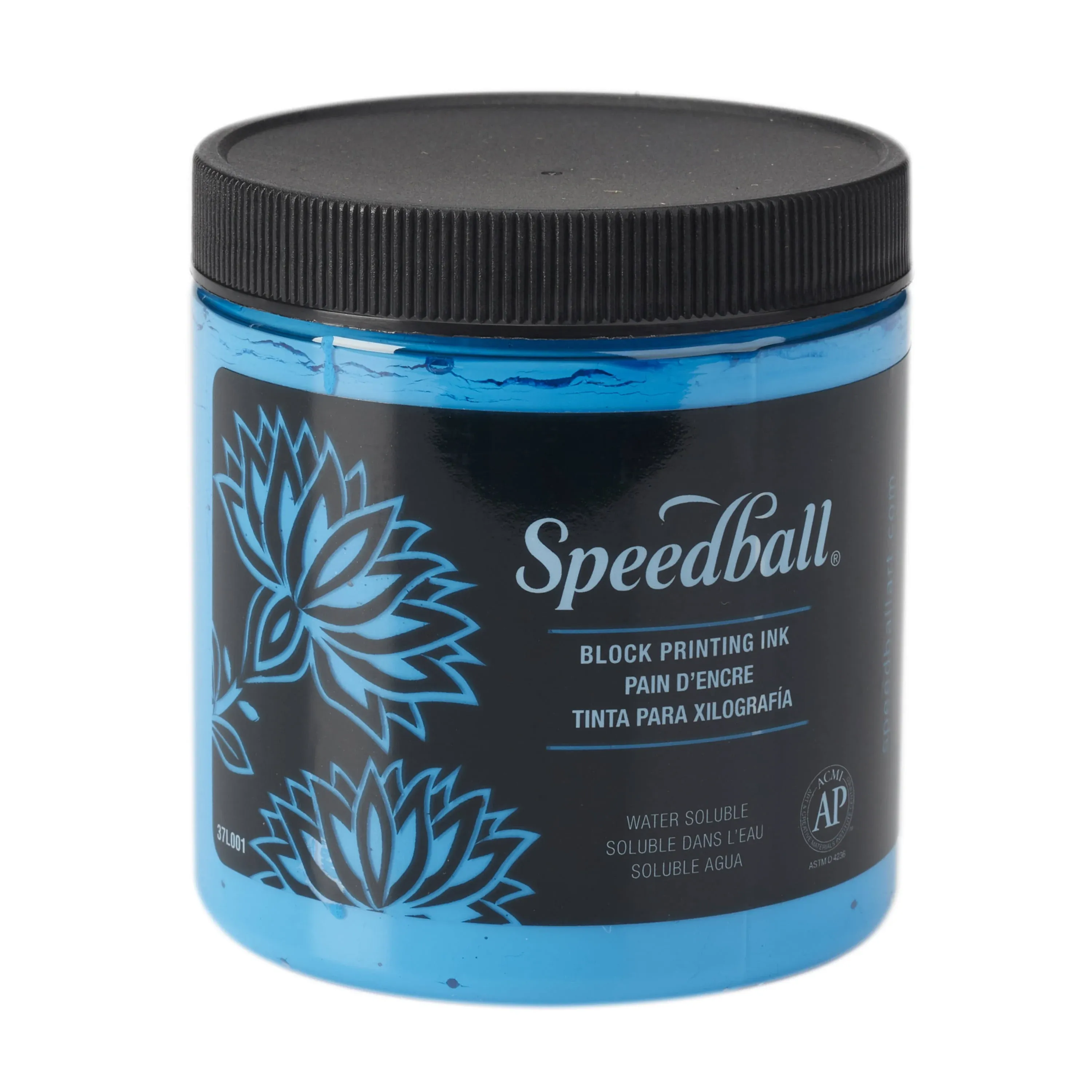 Speedball Water-Soluble Block Printing Ink - Fluorescent Blue, 8 oz