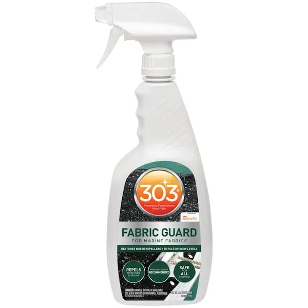 303 Marine Fabric Guard - Restores Water and Stain Repellency To Factory New Levels, Simple and Easy To Use, Manufacturer Recommended, Safe For All Fabrics, 32oz (30604CSR) Packaging May Vary