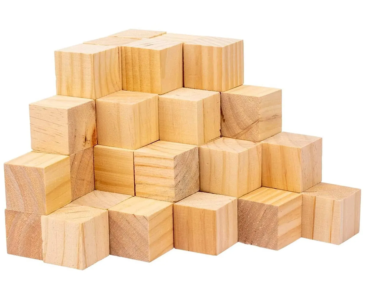 50 Pack 1.5 Inches Unfinished Wood Cubes Blocks - Natural Wooden Square Block...