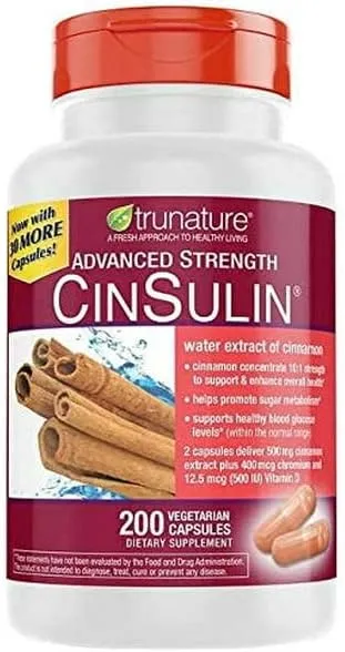 Tru Nature Advanced Strength Cinsulin Cinnamon, Chromium Picolinate, and D3