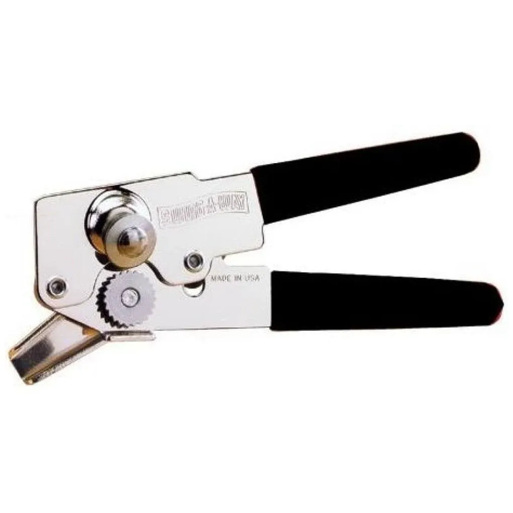 Swing-A-Way Can Opener Compact Manual Steel Black Cushion Grip Kitchen Gadget