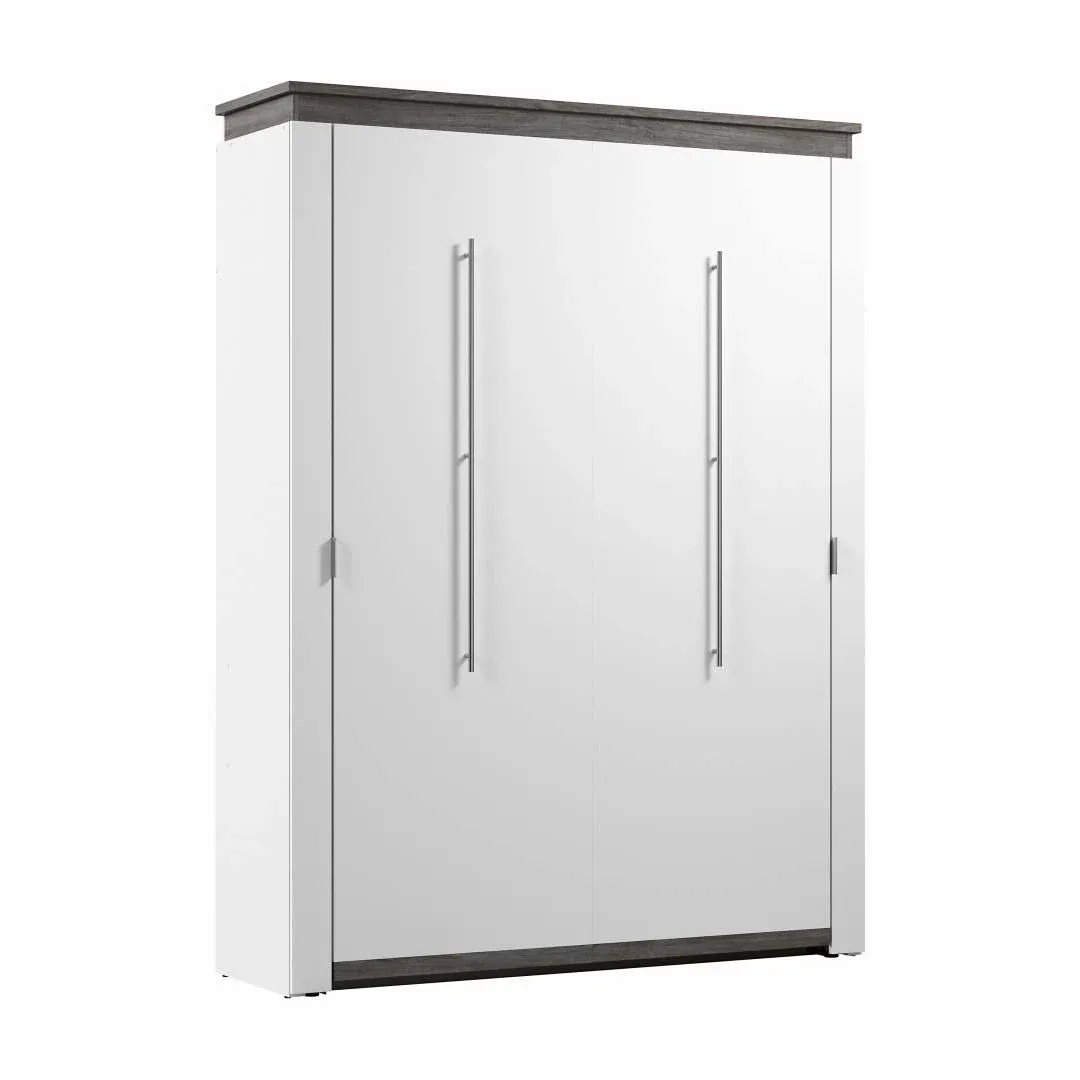 Bestar 116184-000017 Orion 65W Queen Murphy Bed in White & Walnut Grey