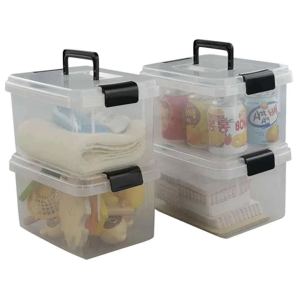 Nicesh 4.5 L Plastic Storage Box with Clear Latch Box (4-Pack)