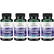 Swanson Potassium Citrate - Mineral Supplement Promoting Heart Health & Energy Support - Aids Optimal Nerve & Kidney Function with Natural Ingredients - (120 Capsules, 99mg Each) 4 Pack