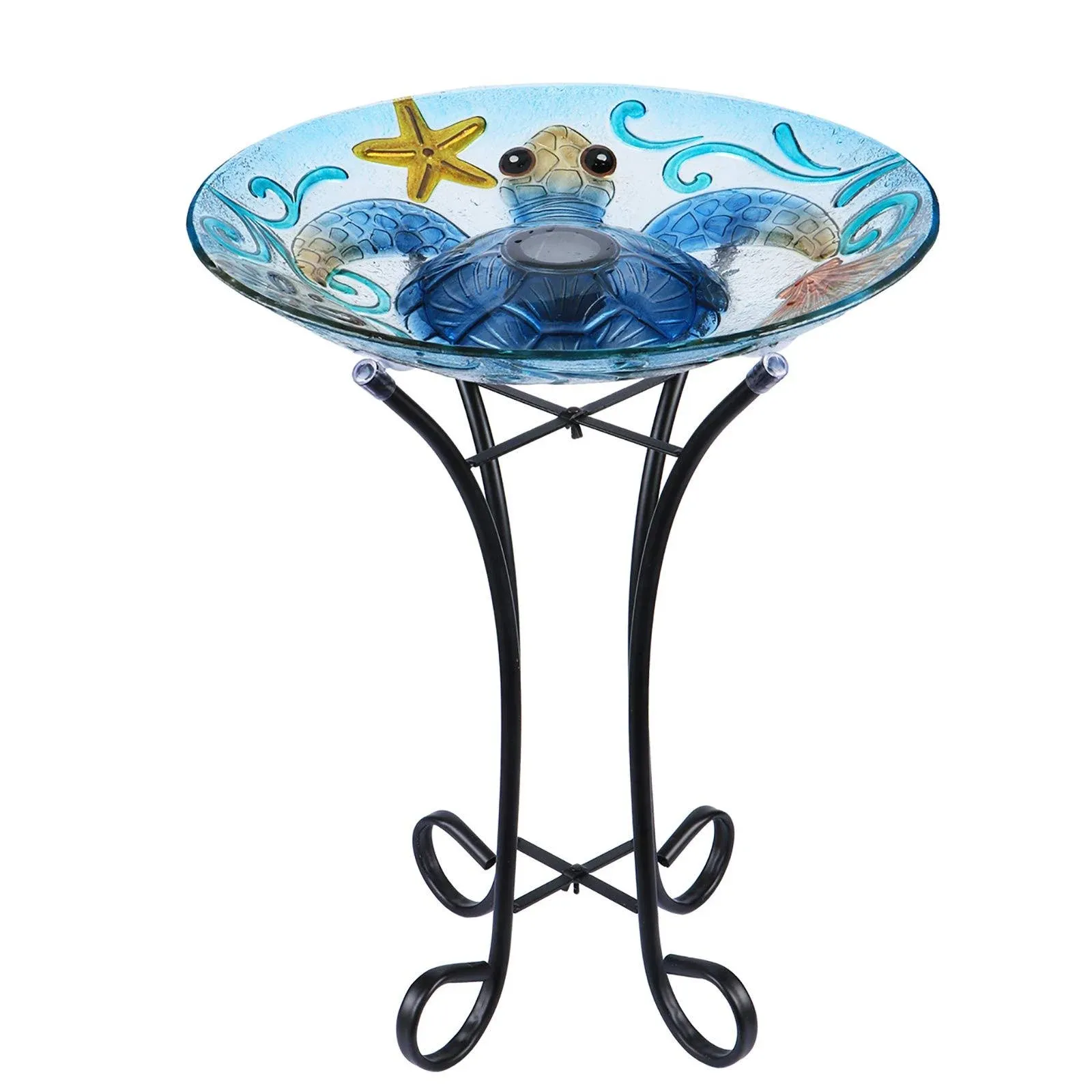 Glass Bird Bath, Bird Baths for Outdoors, Solar Bird Feeder with Metal Stand ...