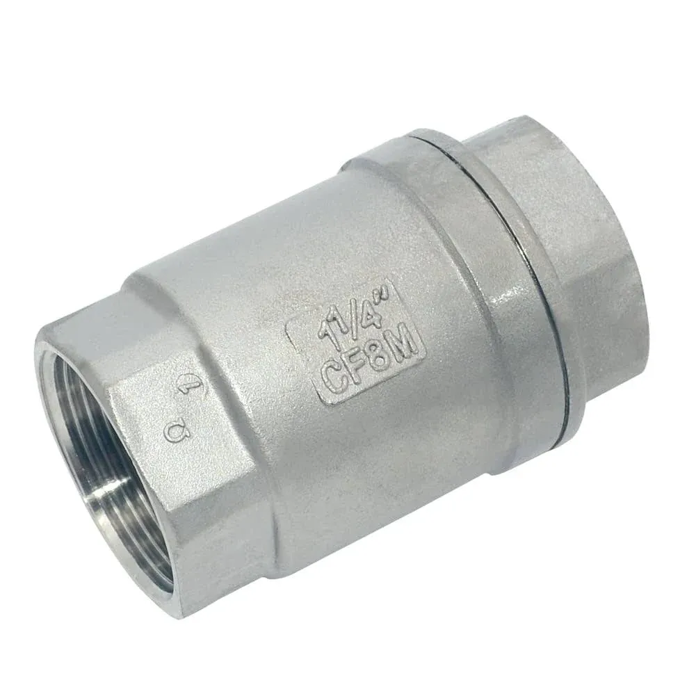 2" NPT Female WOG1000 Check Valve,Stainless Steel SS316 CF8M,Spring Loaded In-line Low Cracking Pressure