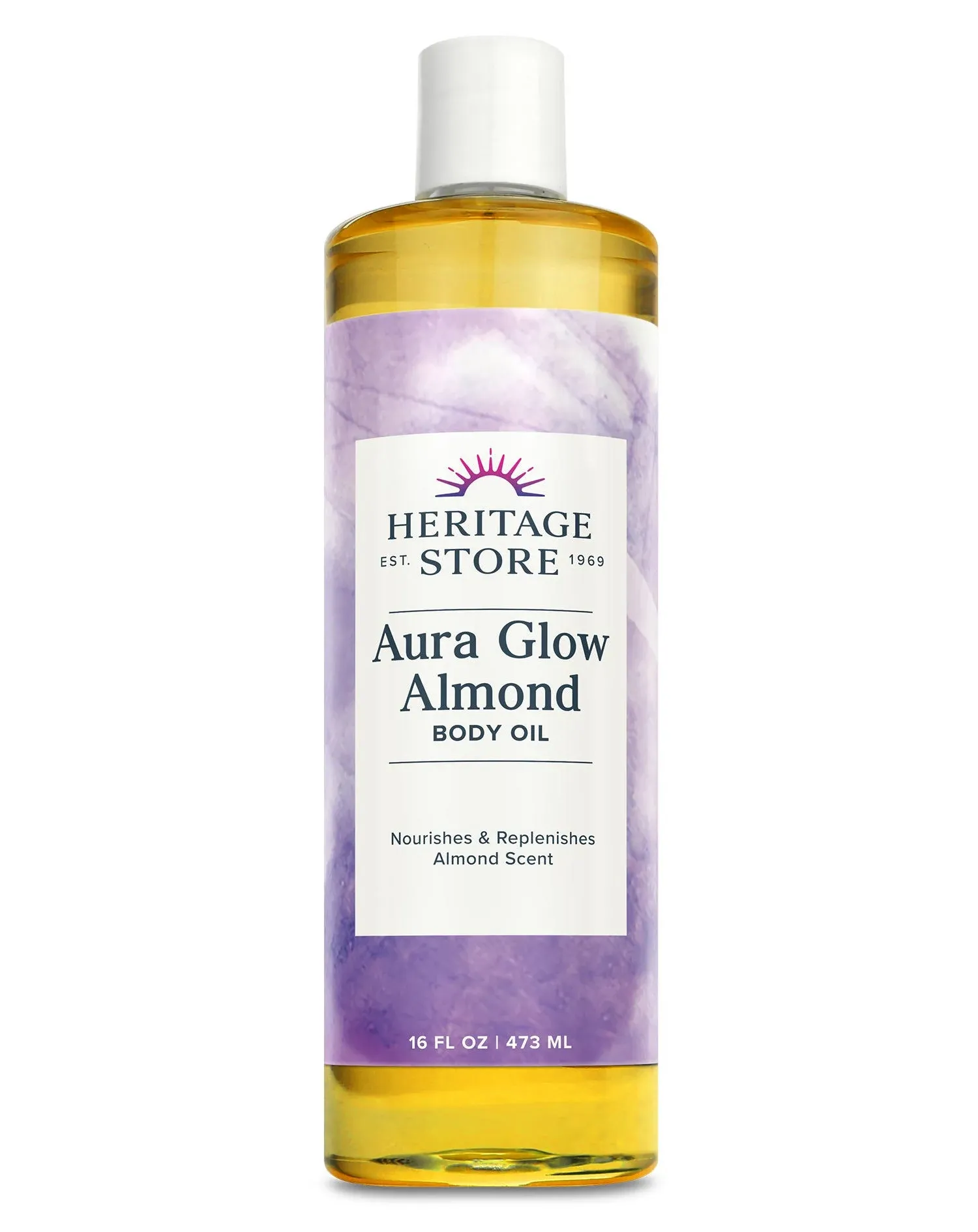 Heritage Store Aura Glow Body & Massage Oil, Almond - 16 fl oz