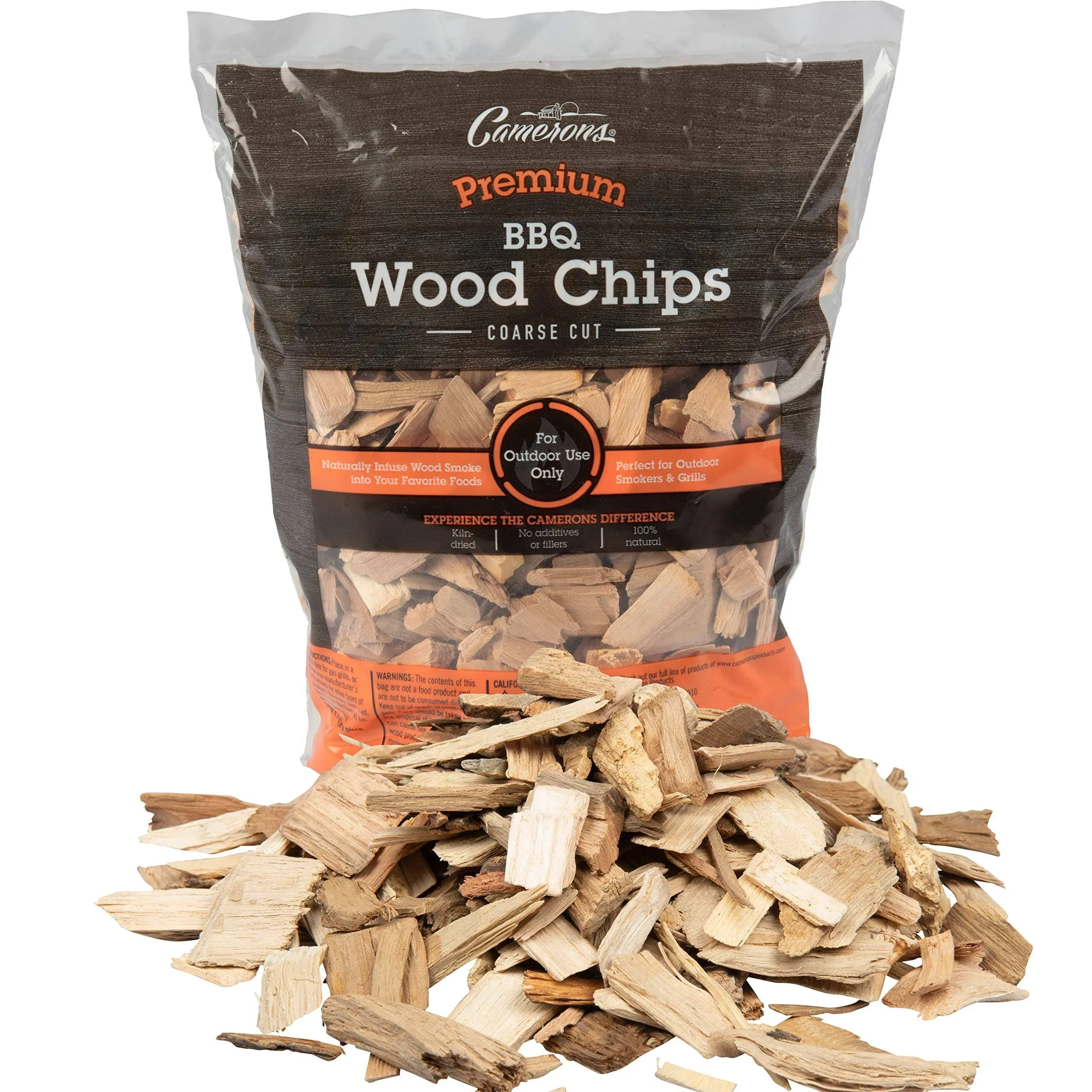 Camerons All Natural Maple Wood Chips for Smoker - 260 Cu. In. Bag, Approx 2 Pounds- Kiln Dried Coarse Cut BBQ Grill Wood Chips for Smoking Meats - Barbecue Smoker Accessories - Grilling Gifts for Men