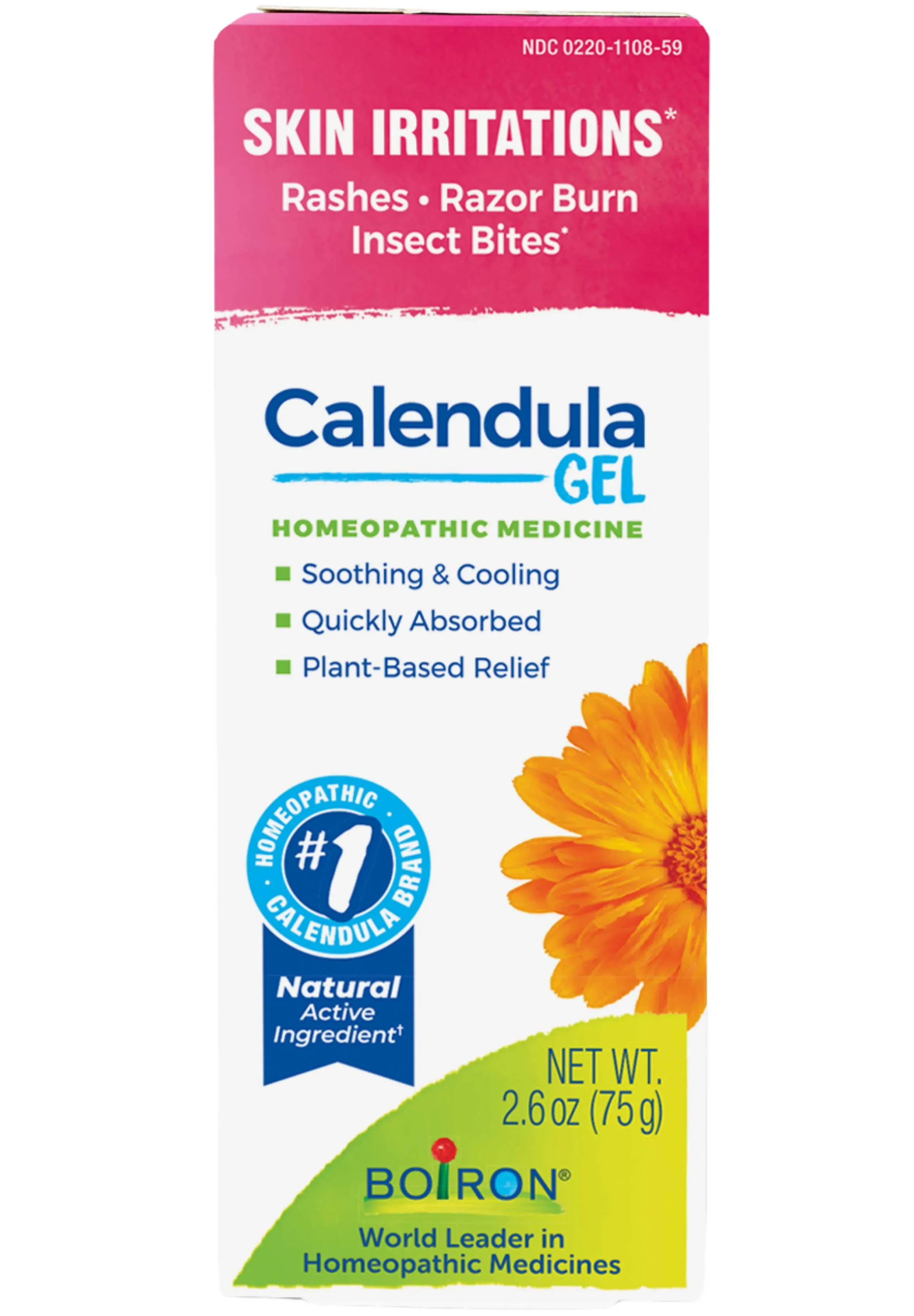 Boiron
           Calendula Gel Skin Irritations - Rashes-Razor Burn-Insect Bites -- 2.6 oz
        
        
        
        
        
          
          SKU #: 306962046590
          
            Shipping Weight:
              0.215 lb