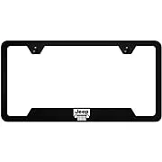 Au-TOMOTIVE GOLD, INC. Officially Licensed UV Print Logo on Black Polycarbonate Notched License Plate Frame for Jeep Grille