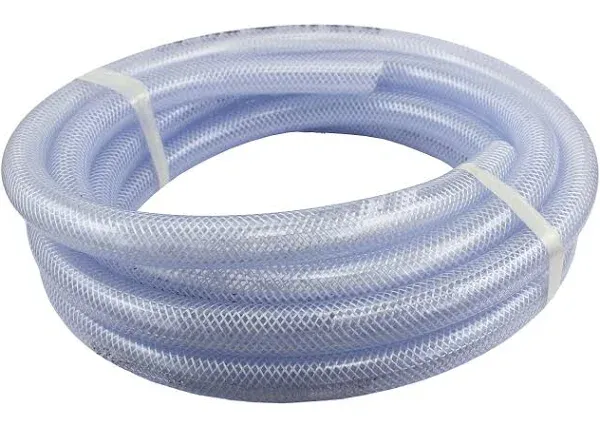 100 ft x 1/4" ID High Pressure Braided Clear Flexible PVC Tubing Heavy Duty UV Chemical Resistant Vinyl Hose