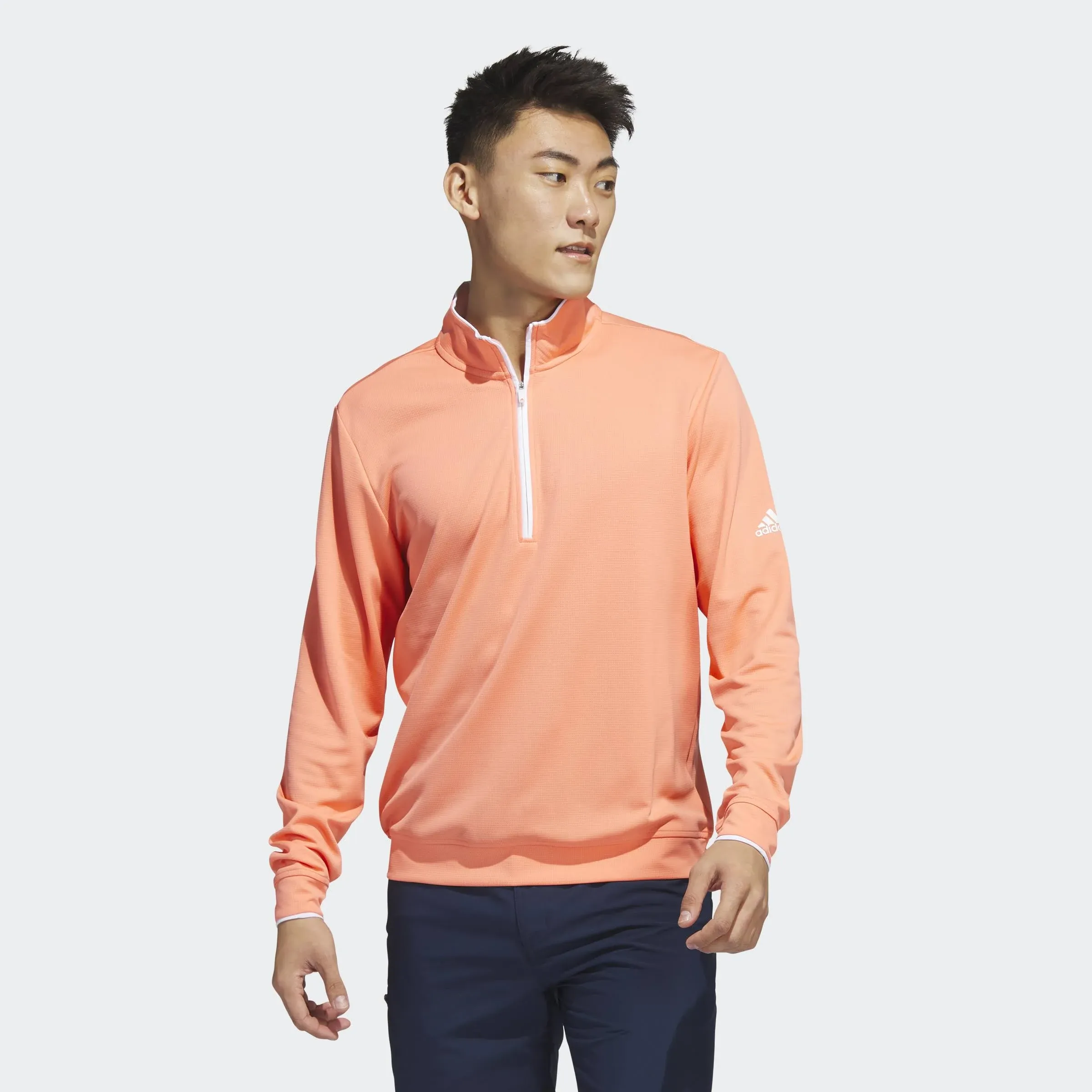 Adidas Men's Primegreen UPF Quarter Zip Pullover, Coral Fusion / 3XL