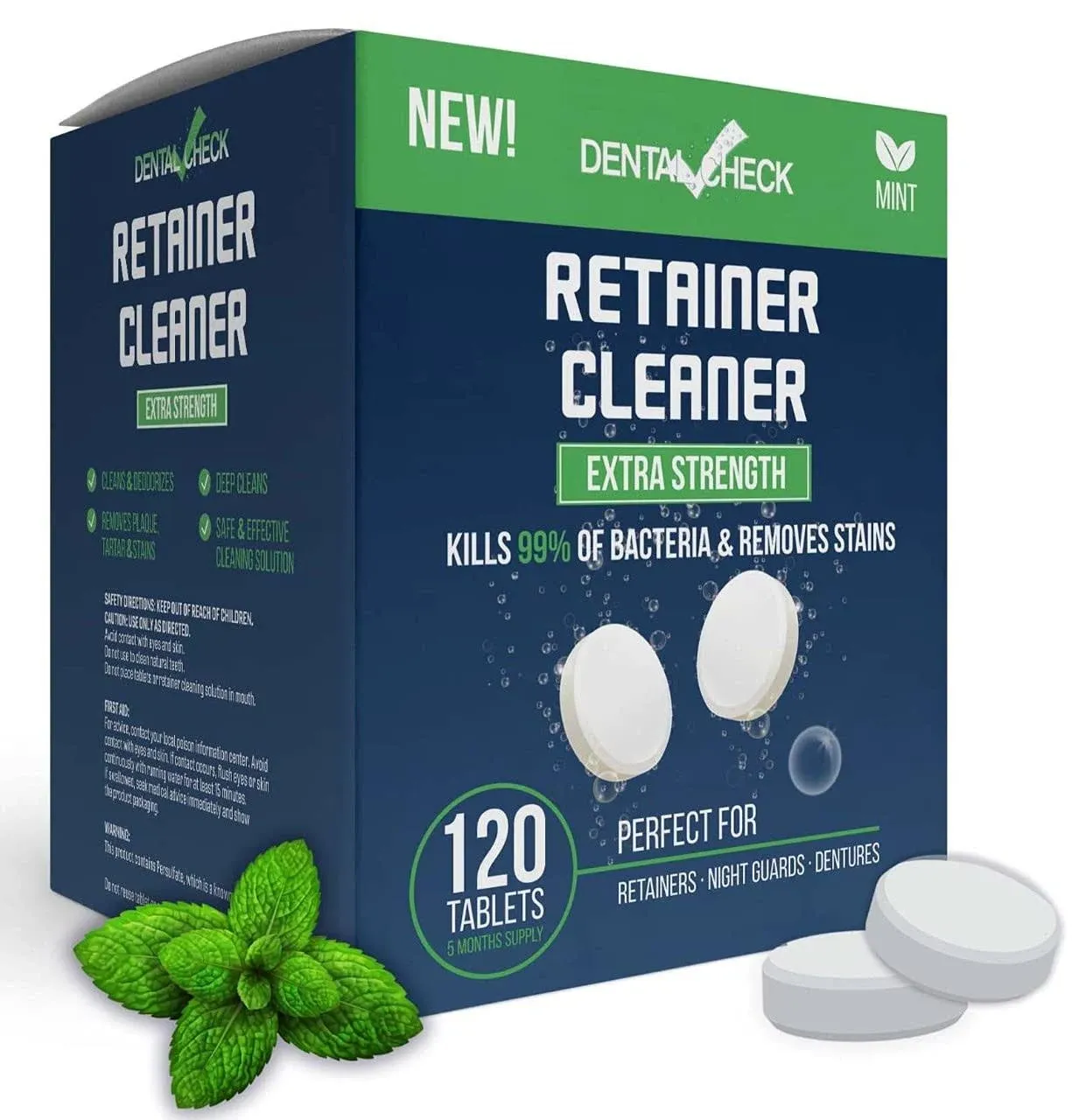 Dental Check 90 Retainer &amp; Denture Cleaning Tablets | 4 Month Supply | Remove Ba