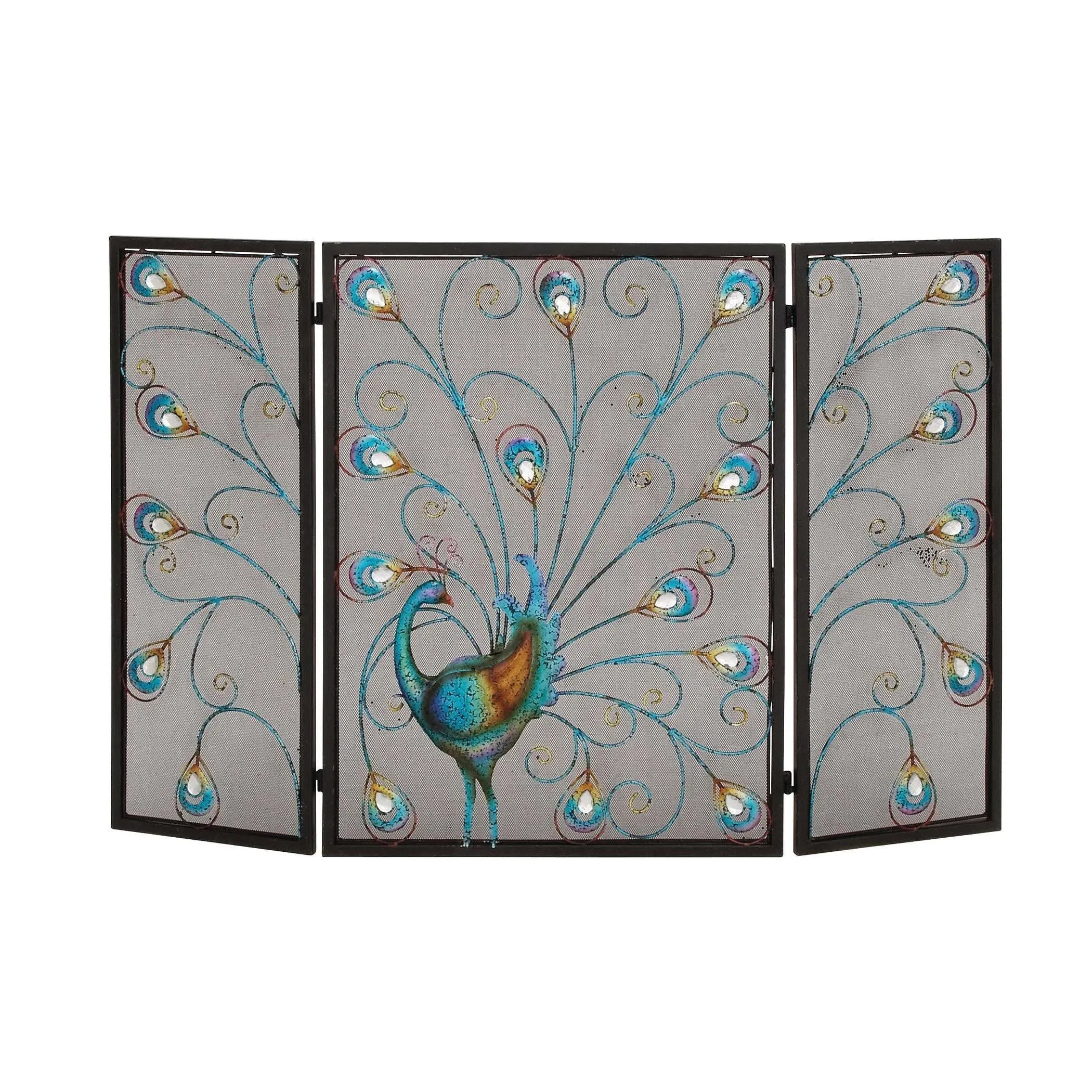 Benzara The Colorful Metal Fireplace Screen