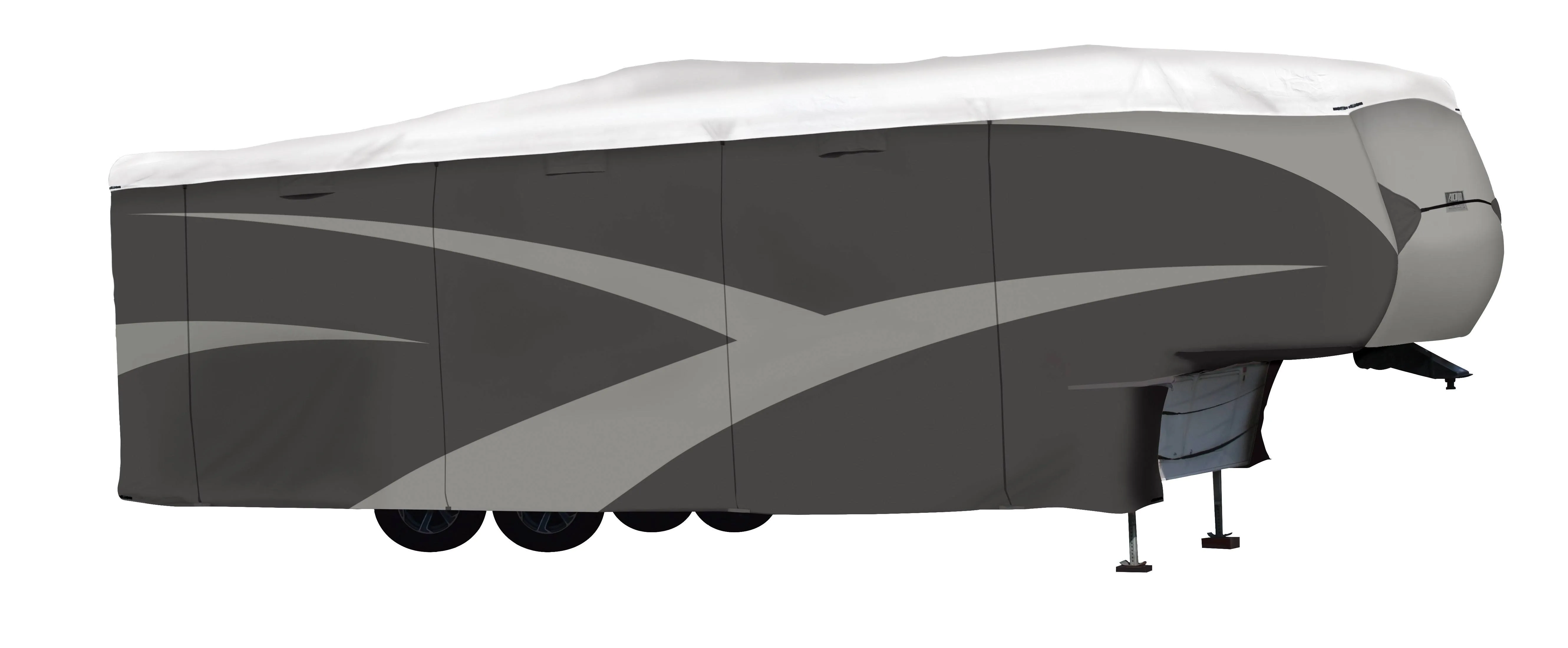 ADCO 36858 Designer Series Olefin HD Fifth Wheel Trailer Cover 40' 1" - 43', Gray/White