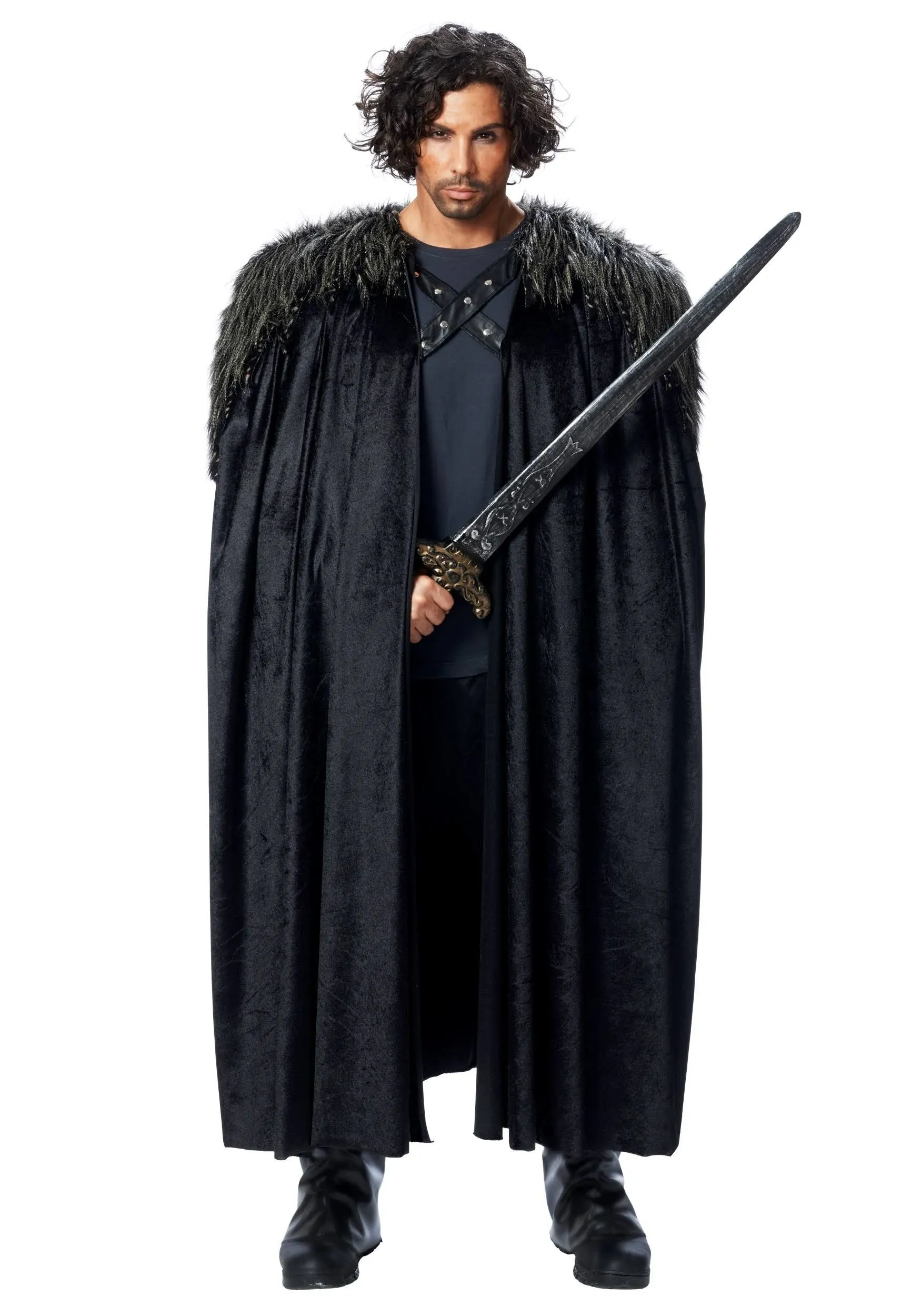 MENS MEDIEVAL KING RENAISSANCE GAME OF THRONES LORD ARAGORN COSTUME CAPE W/ FUR